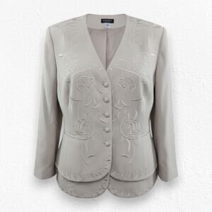 Vintage 90s John Meyer Beige Embroidered Jacket Occasion Blazer Size 32W NWT